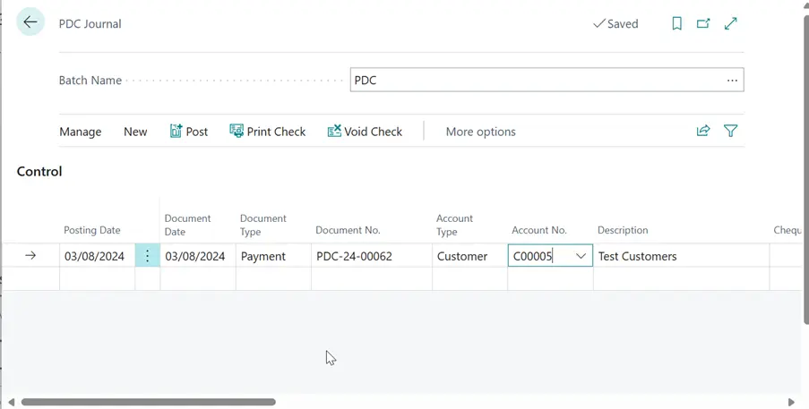 Business Central PDC Management 5